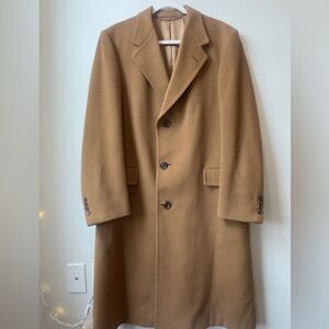 Hart Schaffner & Marx Camel Trench Coat 42 R 100% Cashmere Luxury Rare Vintage